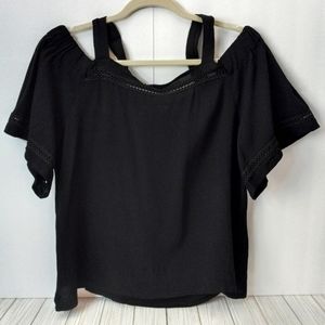 Love My Body Siyah Boho Off Shoulder Gauze Top